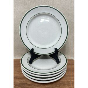 Vtg 5 Restaurant Ware 7 In Plates ALBERT PICK McNicol China Green Stripe